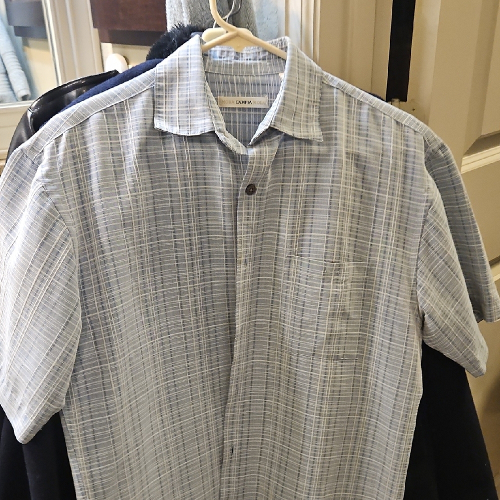 Moda Blue Casual Button Down Shirt Lightweight